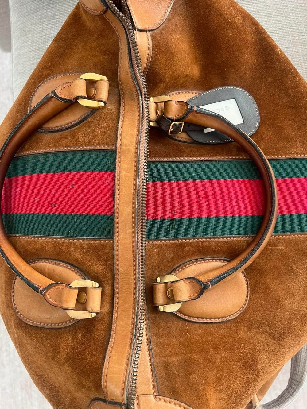 Vintage Gucci Suede Duffle Bag - Picture 7 of 9